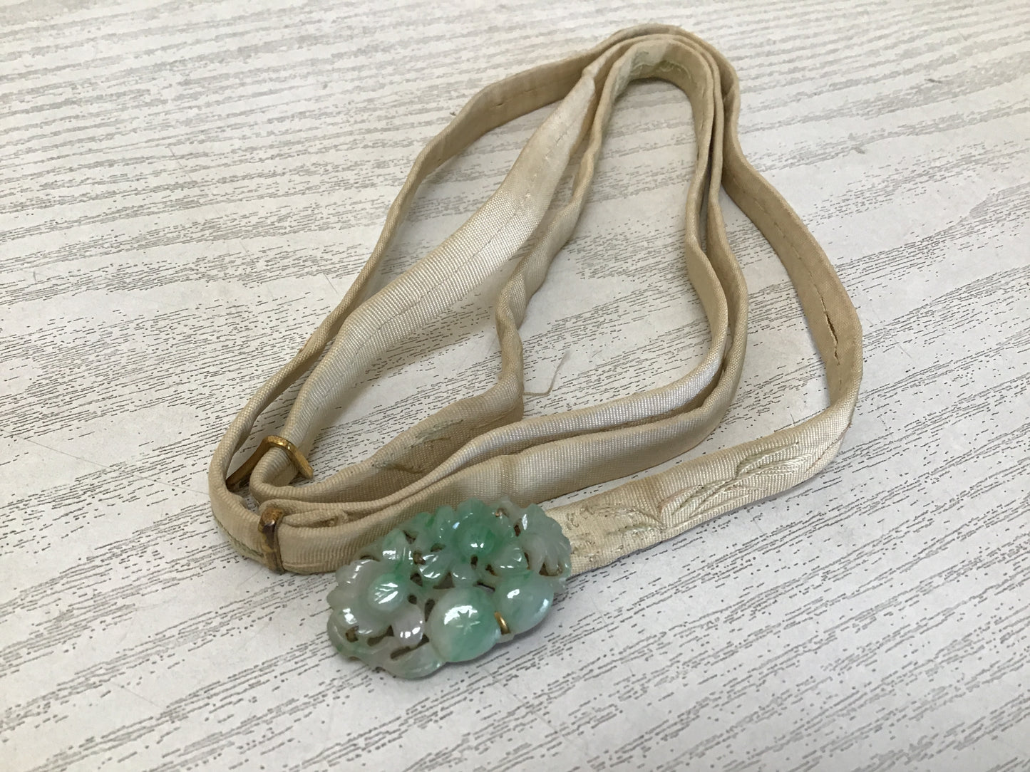 Y2295 OBIDOME Jade openwork Sash Clip brooch box Japanese Kimono vintage antique