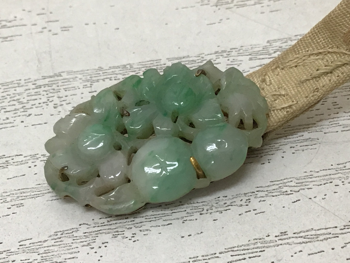 Y2295 OBIDOME Jade openwork Sash Clip brooch box Japanese Kimono vintage antique