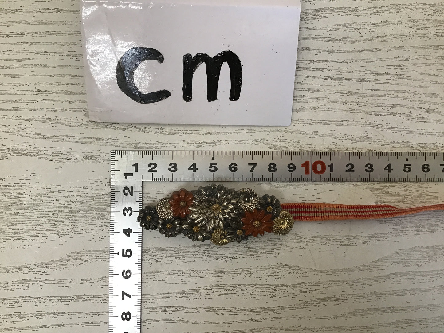 Y2296 OBIDOME Metalwork Sash Clip brooch Flower signed box Japan Kimono antique