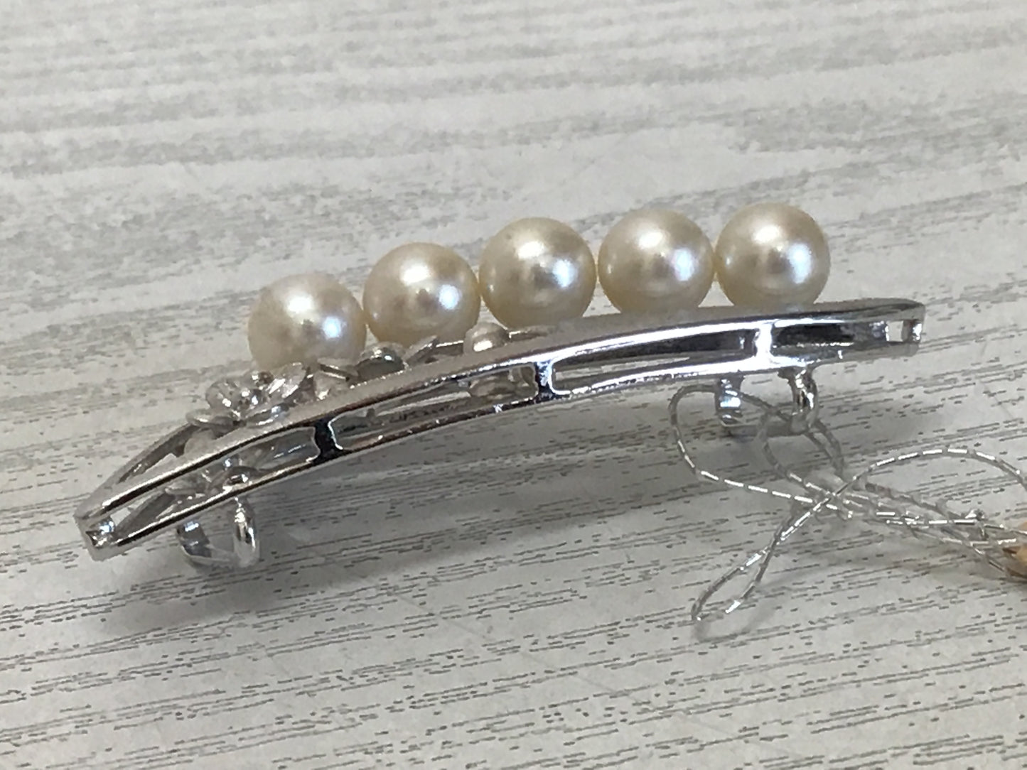 Y2301 OBIDOME Sash Clip brooch Pearl Silver metal fittings Japan Kimono antique