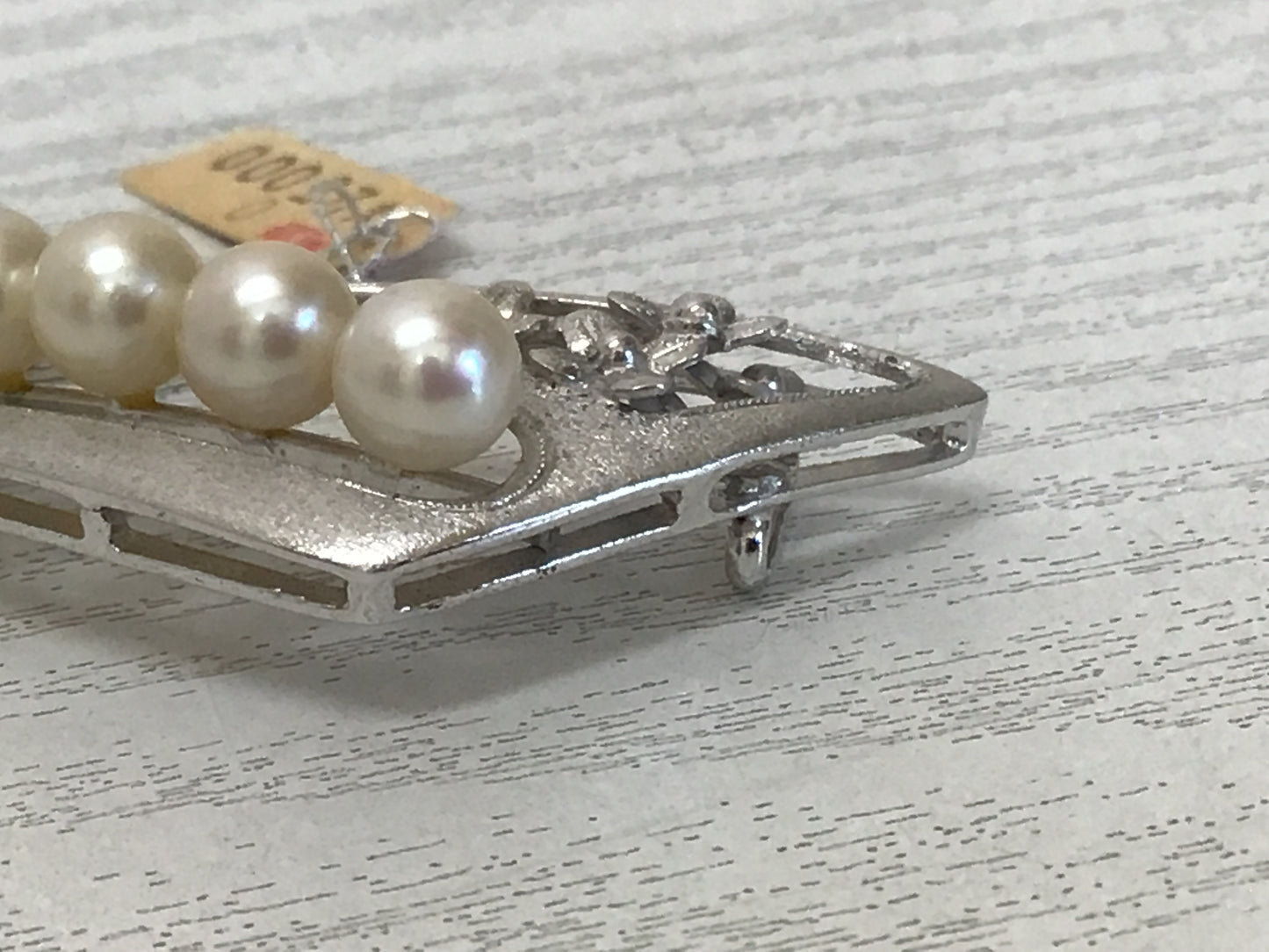 Y2301 OBIDOME Sash Clip brooch Pearl Silver metal fittings Japan Kimono antique
