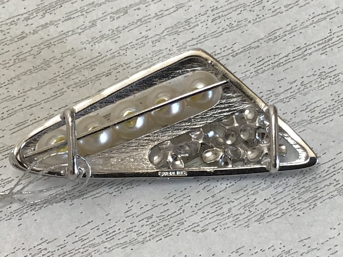 Y2301 OBIDOME Sash Clip brooch Pearl Silver metal fittings Japan Kimono antique