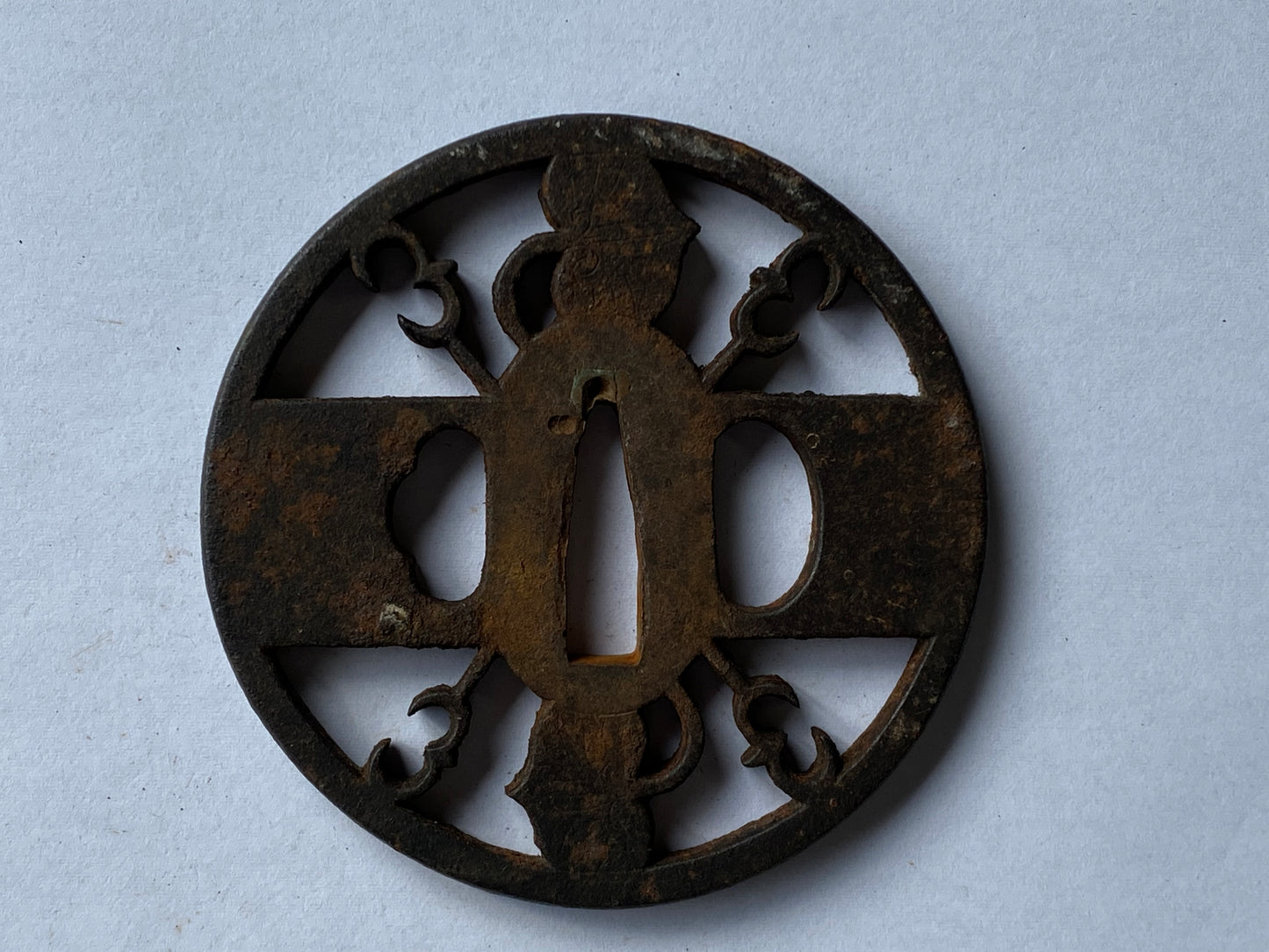 Y2316 TSUBA Iron sword guard openwork Japan samurai katana antique koshirae edo