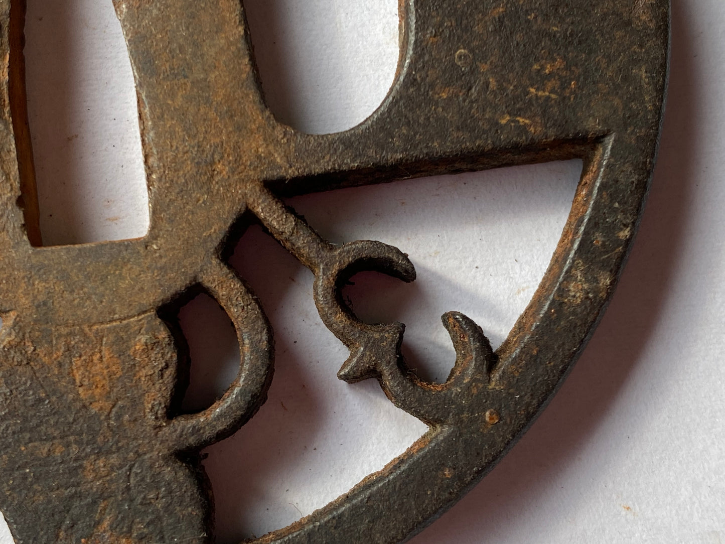 Y2316 TSUBA Iron sword guard openwork Japan samurai katana antique koshirae edo