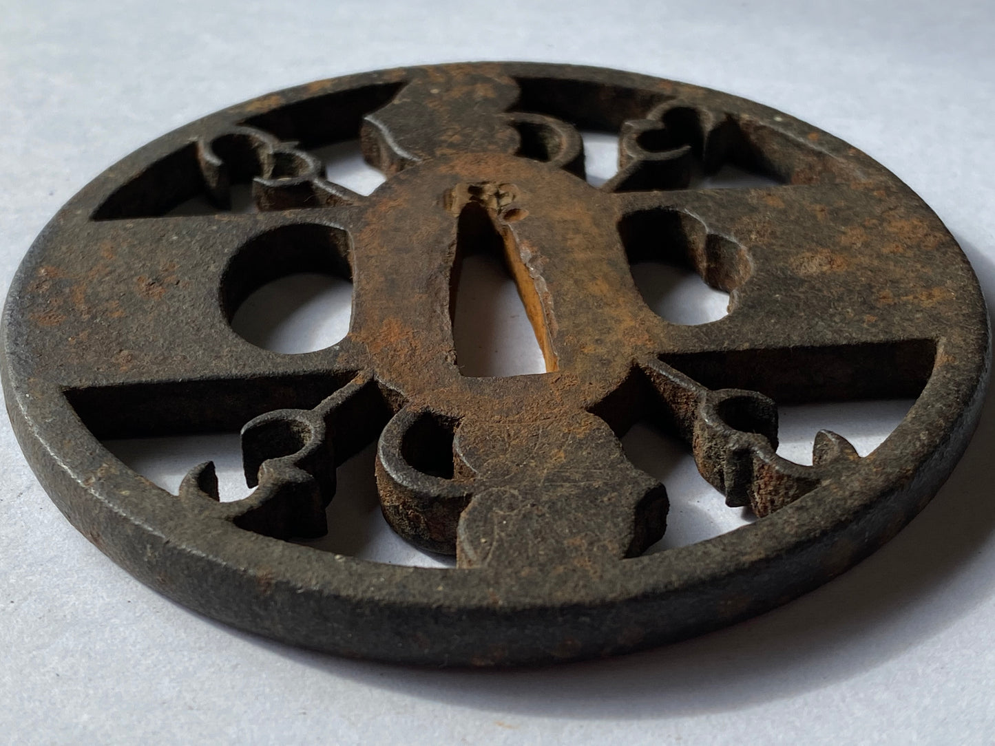 Y2316 TSUBA Iron sword guard openwork Japan samurai katana antique koshirae edo