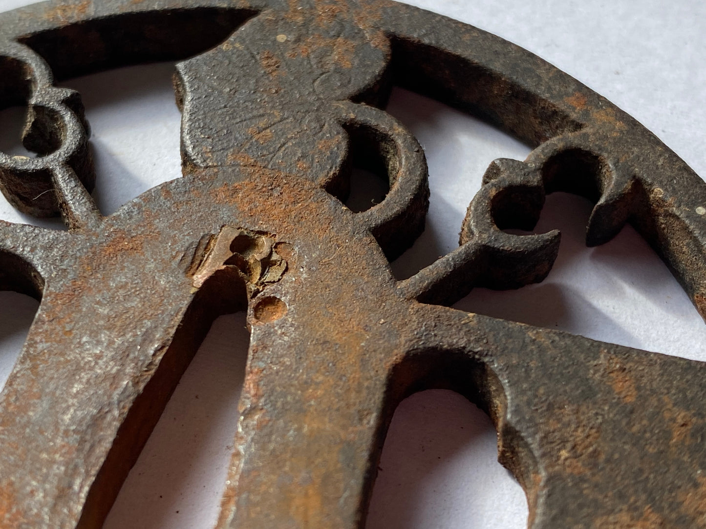 Y2316 TSUBA Iron sword guard openwork Japan samurai katana antique koshirae edo