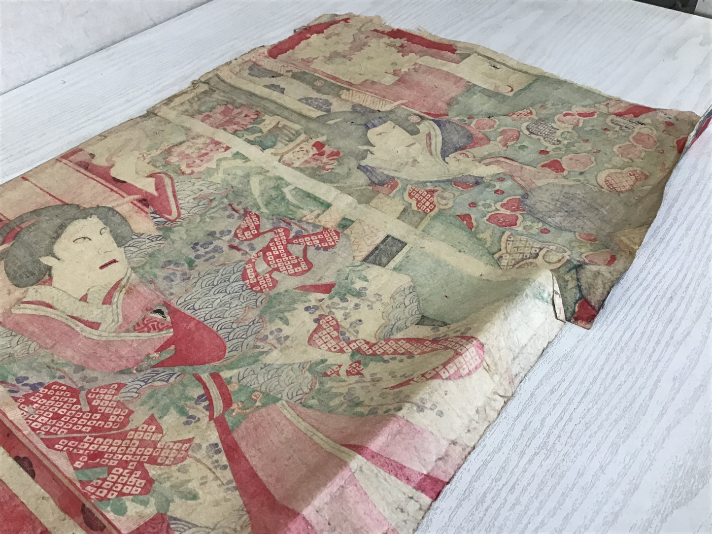 Y2445 WOODBLOCK PRINT Kunimasa Kimono Beauty 3 pieces Japanese Ukiyoe vintage