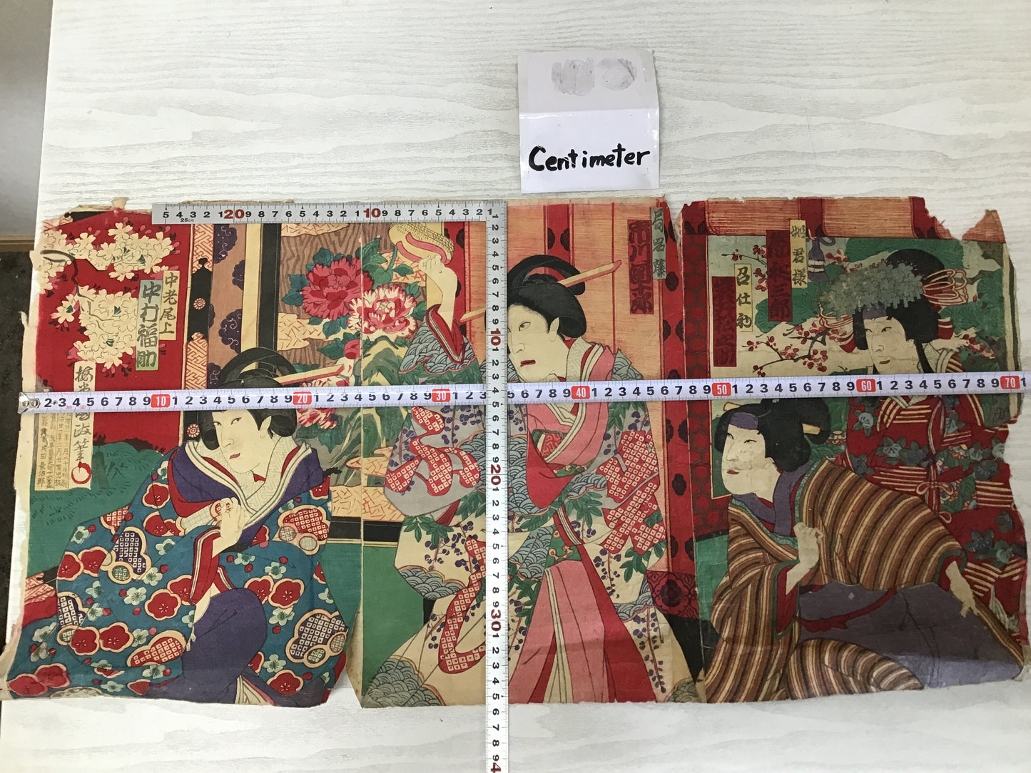 Y2445 WOODBLOCK PRINT Kunimasa Kimono Beauty 3 pieces Japanese Ukiyoe vintage