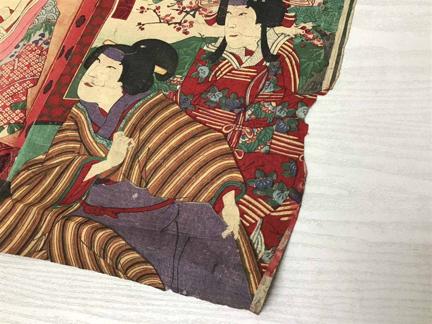 Y2445 WOODBLOCK PRINT Kunimasa Kimono Beauty 3 pieces Japanese Ukiyoe vintage