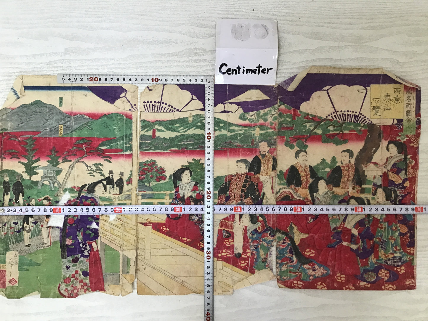 Y2453 WOODBLOCK PRINT Famous Place 3 pieces Japanese Ukiyoe vintage painting