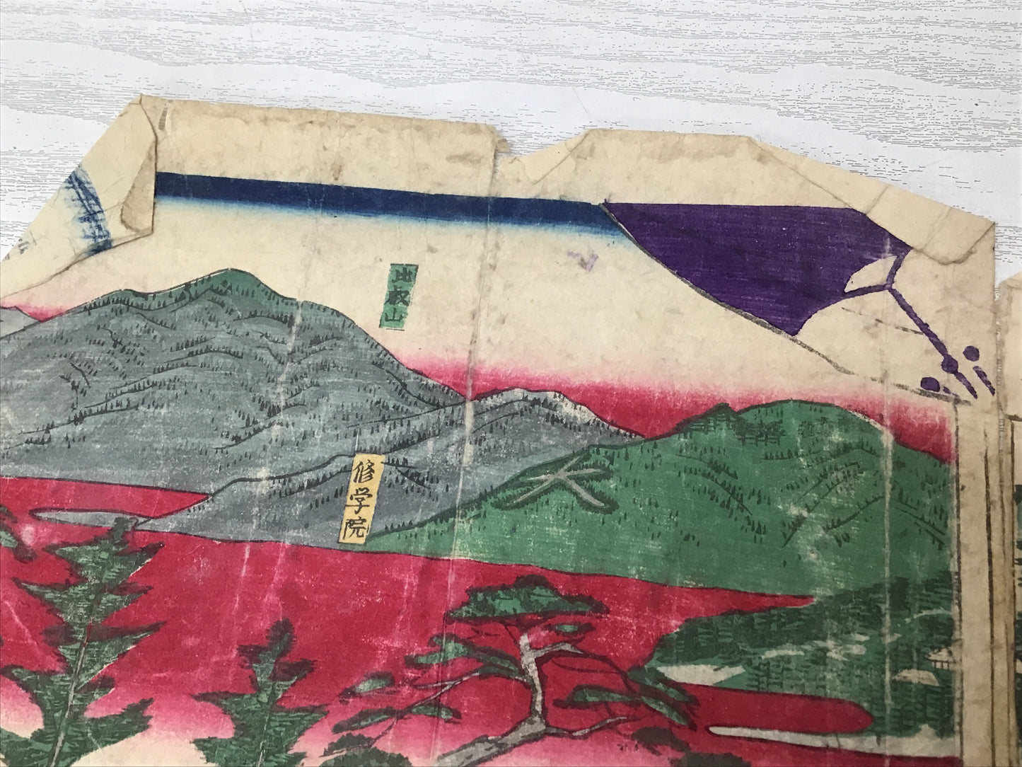 Y2453 WOODBLOCK PRINT Famous Place 3 pieces Japanese Ukiyoe vintage painting