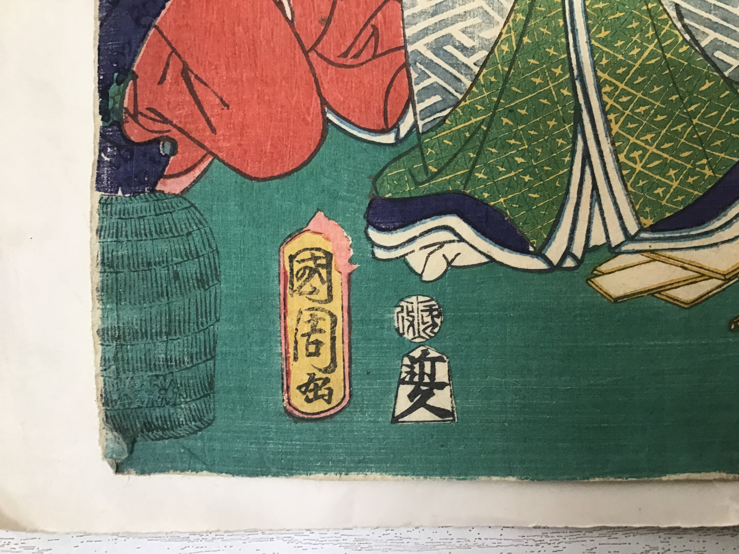 Y2456 WOODBLOCK PRINT Kunichika 2 pieces Japanese Ukiyoe vintage painting