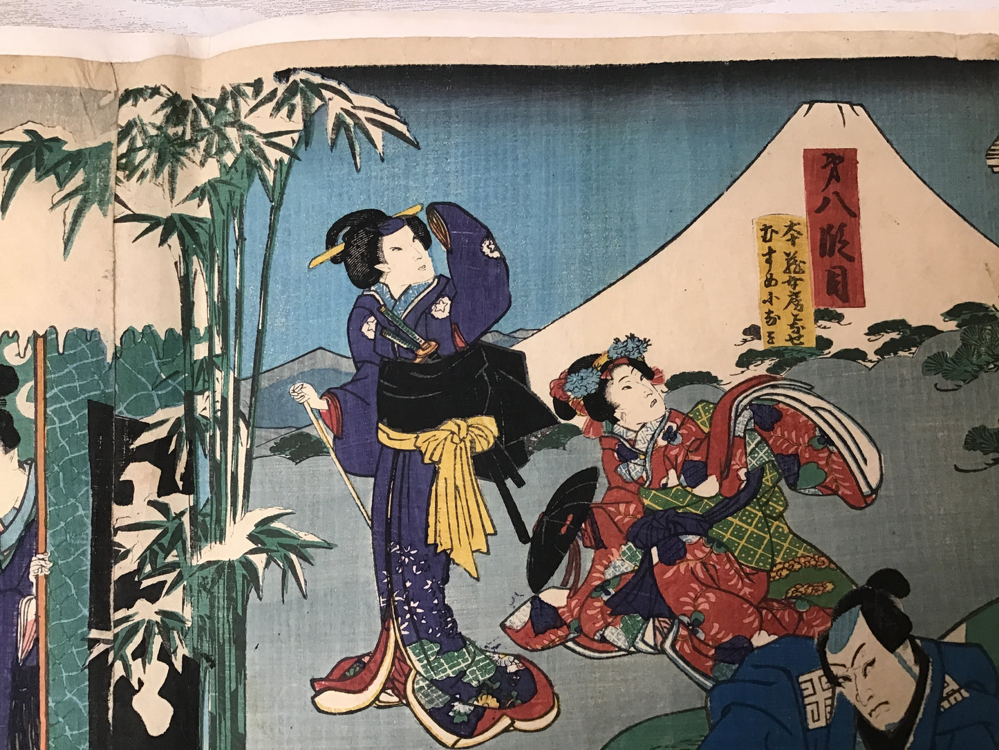 Y2456 WOODBLOCK PRINT Kunichika 2 pieces Japanese Ukiyoe vintage painting
