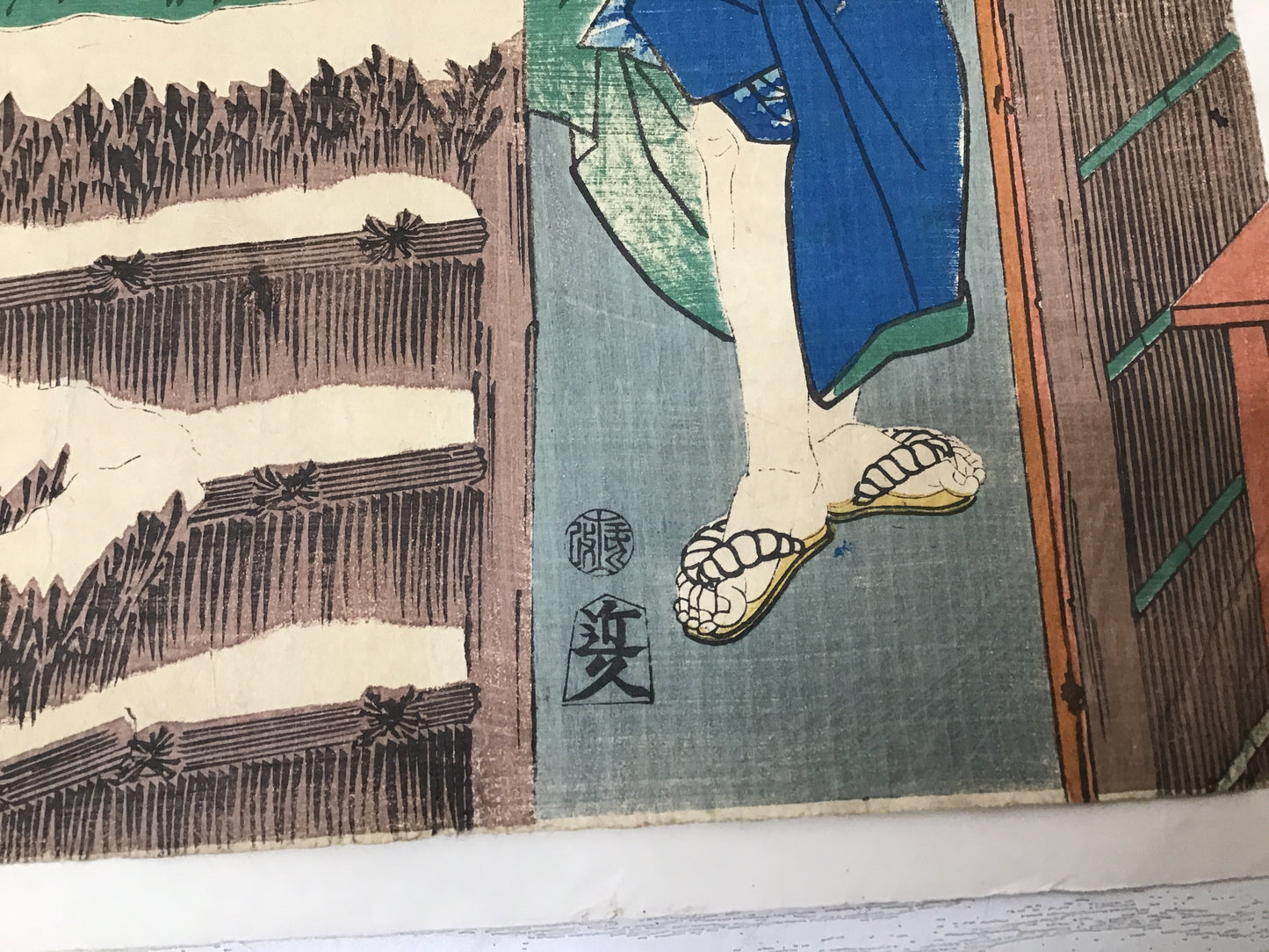 Y2456 WOODBLOCK PRINT Kunichika 2 pieces Japanese Ukiyoe vintage painting