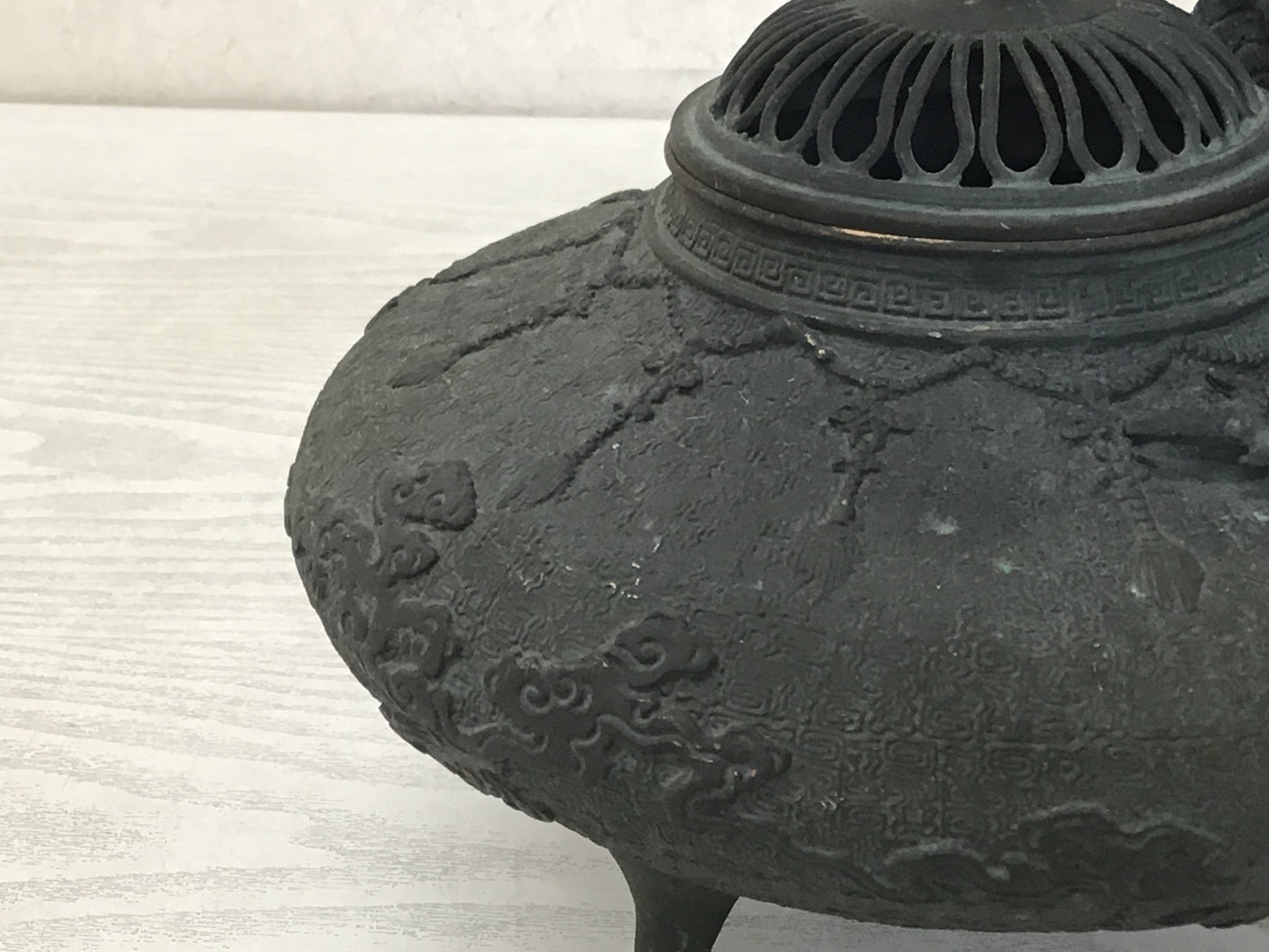Y2493 KOURO Copper Dragon signed Japan antique Incense Burner fragrance aroma