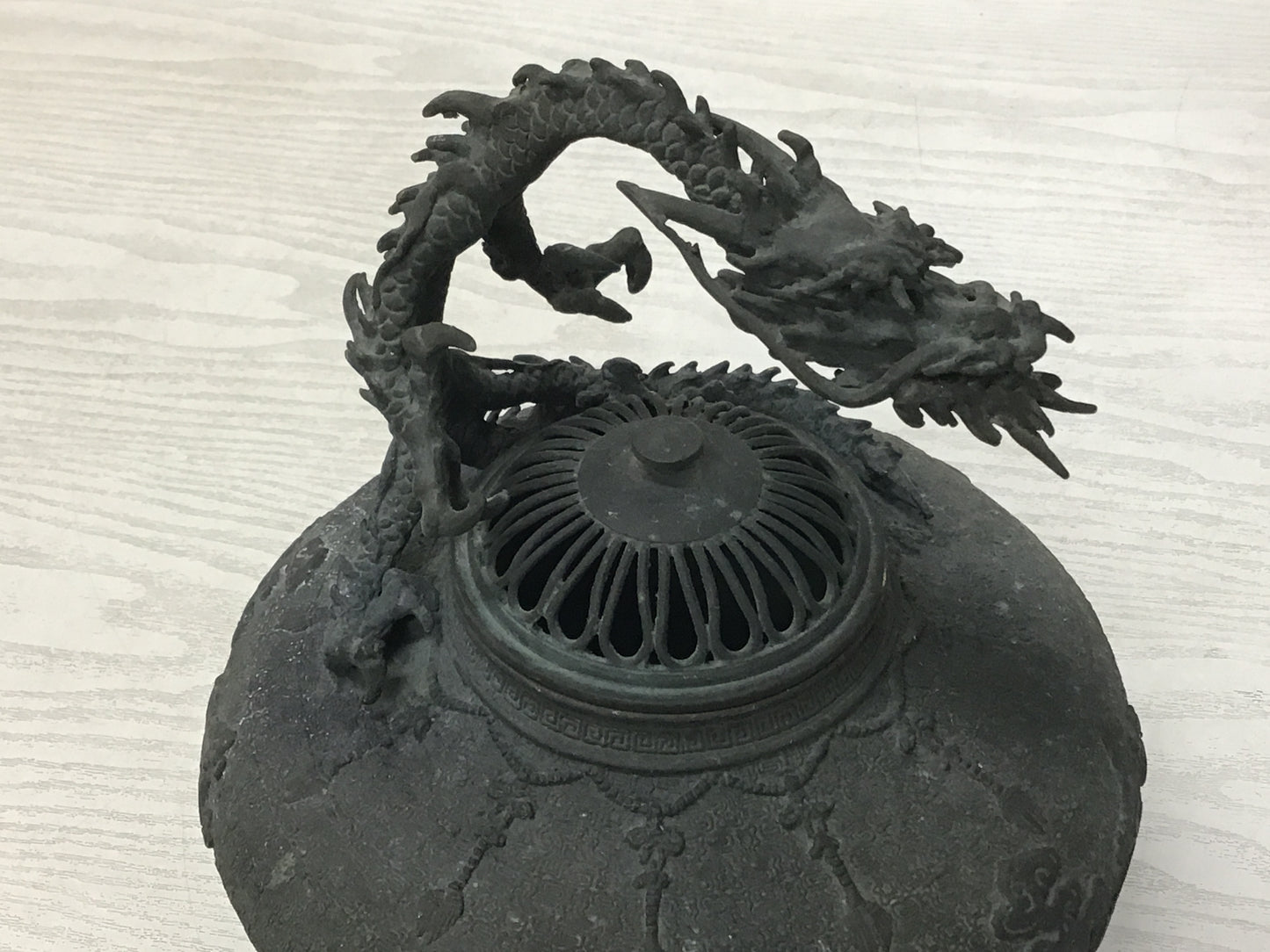 Y2493 KOURO Copper Dragon signed Japan antique Incense Burner fragrance aroma