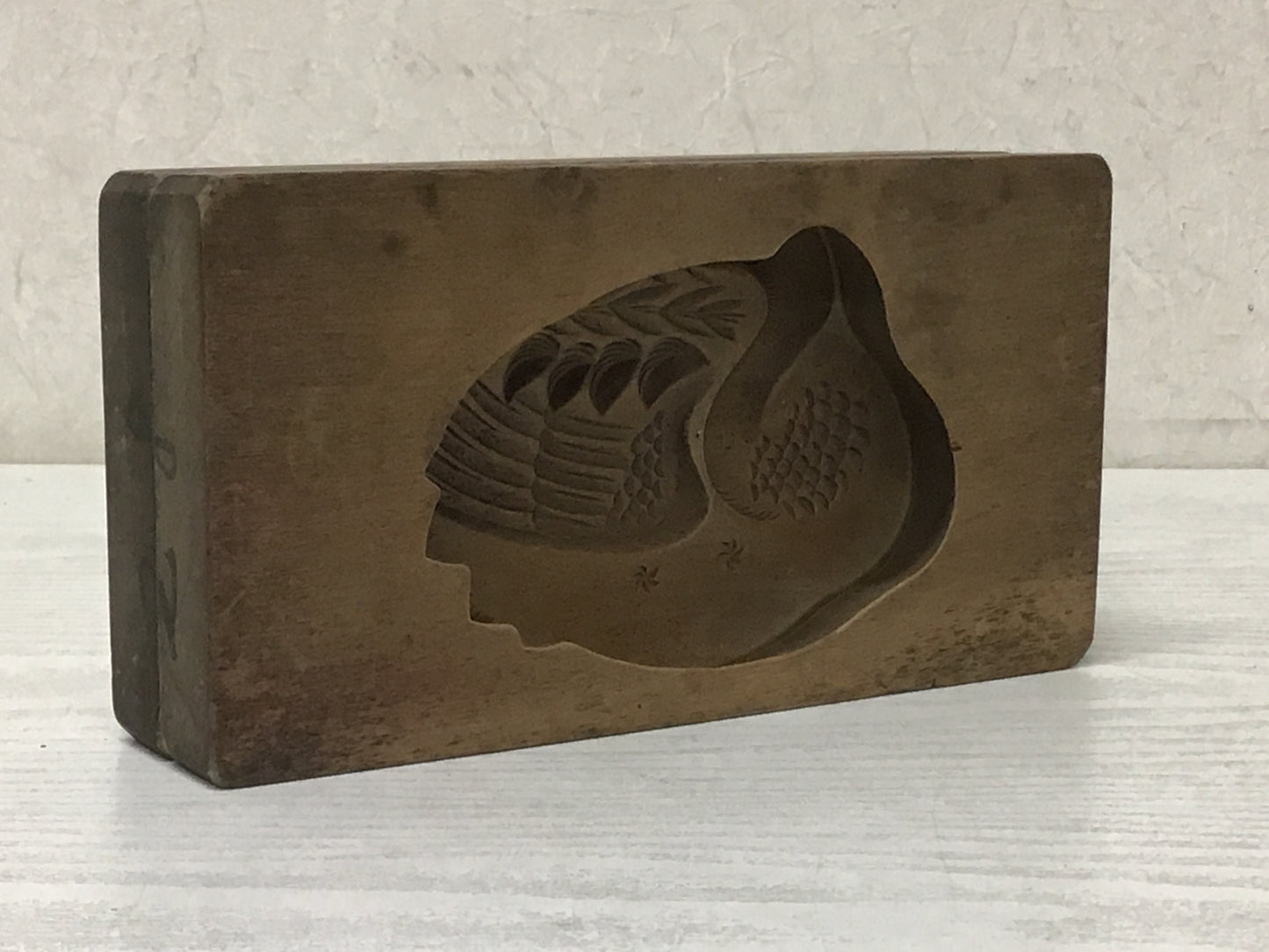 Y2560 KASHIGATA Crane pattern Japanese vintage Wooden Pastry Mold wagashi