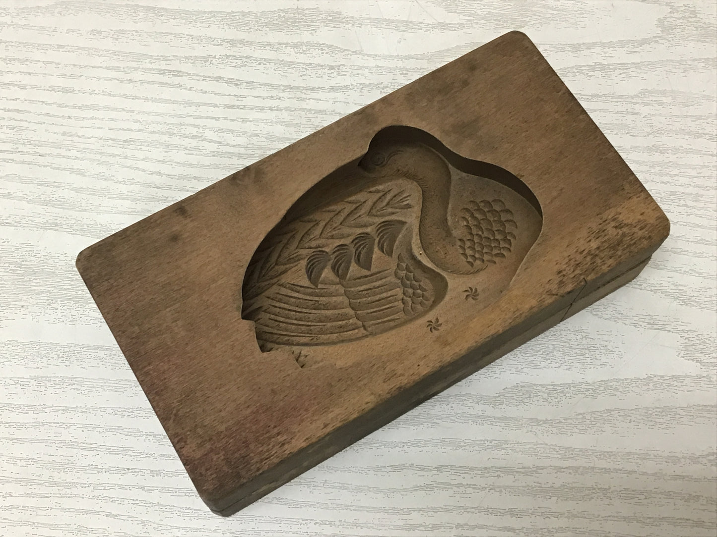 Y2560 KASHIGATA Crane pattern Japanese vintage Wooden Pastry Mold wagashi