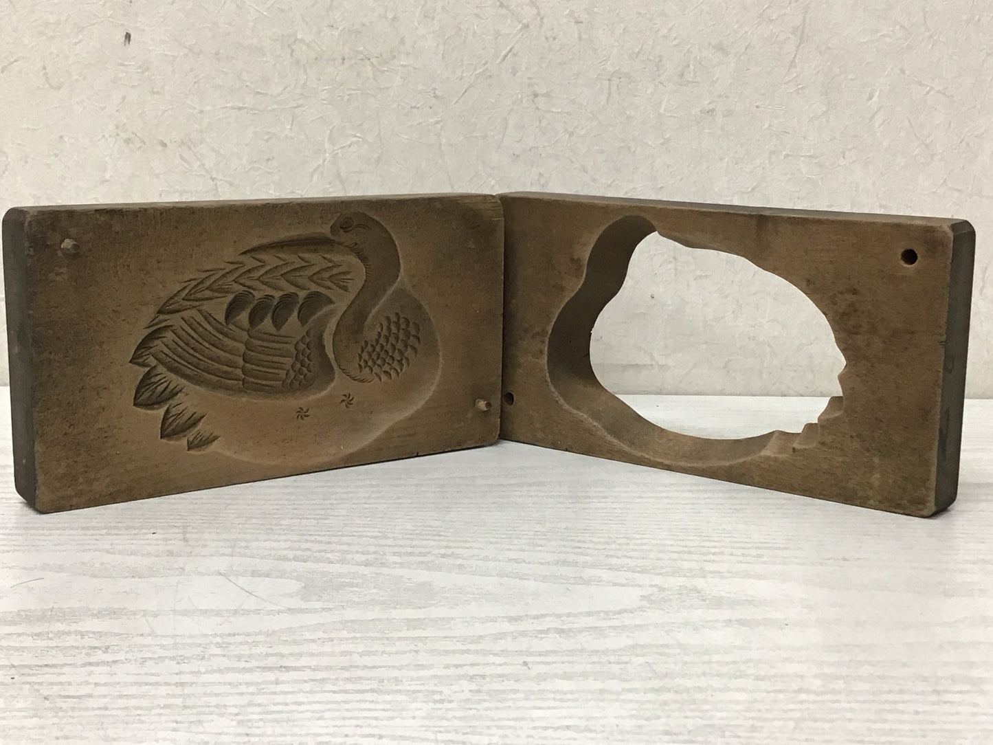 Y2560 KASHIGATA Crane pattern Japanese vintage Wooden Pastry Mold wagashi