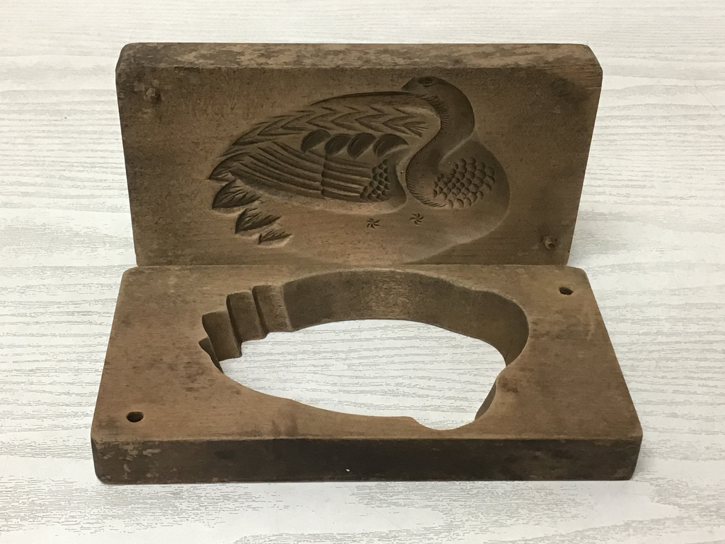 Y2560 KASHIGATA Crane pattern Japanese vintage Wooden Pastry Mold wagashi