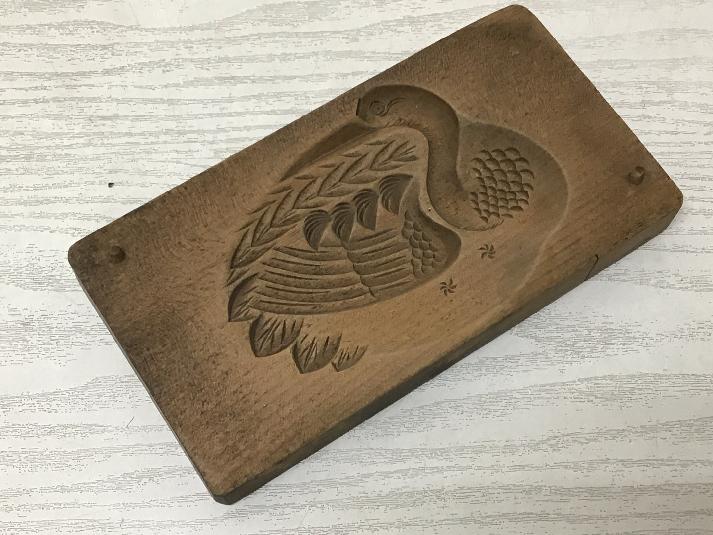 Y2560 KASHIGATA Crane pattern Japanese vintage Wooden Pastry Mold wagashi
