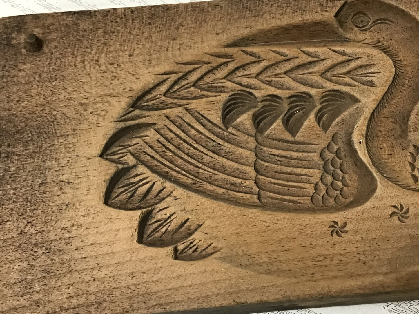 Y2560 KASHIGATA Crane pattern Japanese vintage Wooden Pastry Mold wagashi