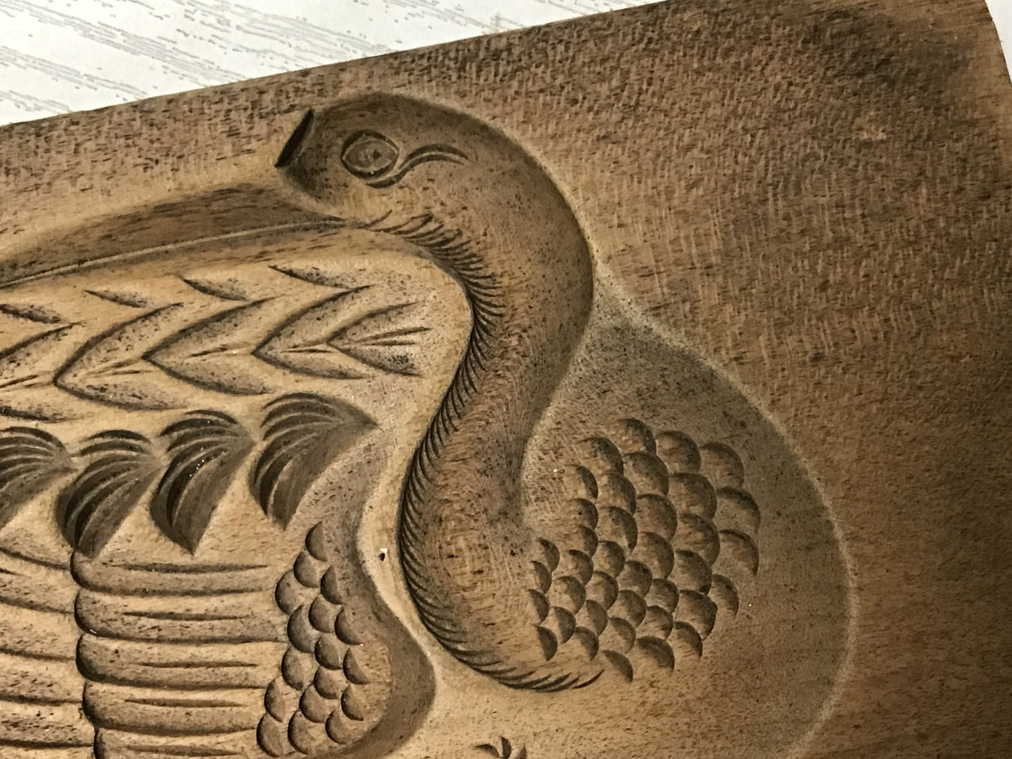 Y2560 KASHIGATA Crane pattern Japanese vintage Wooden Pastry Mold wagashi