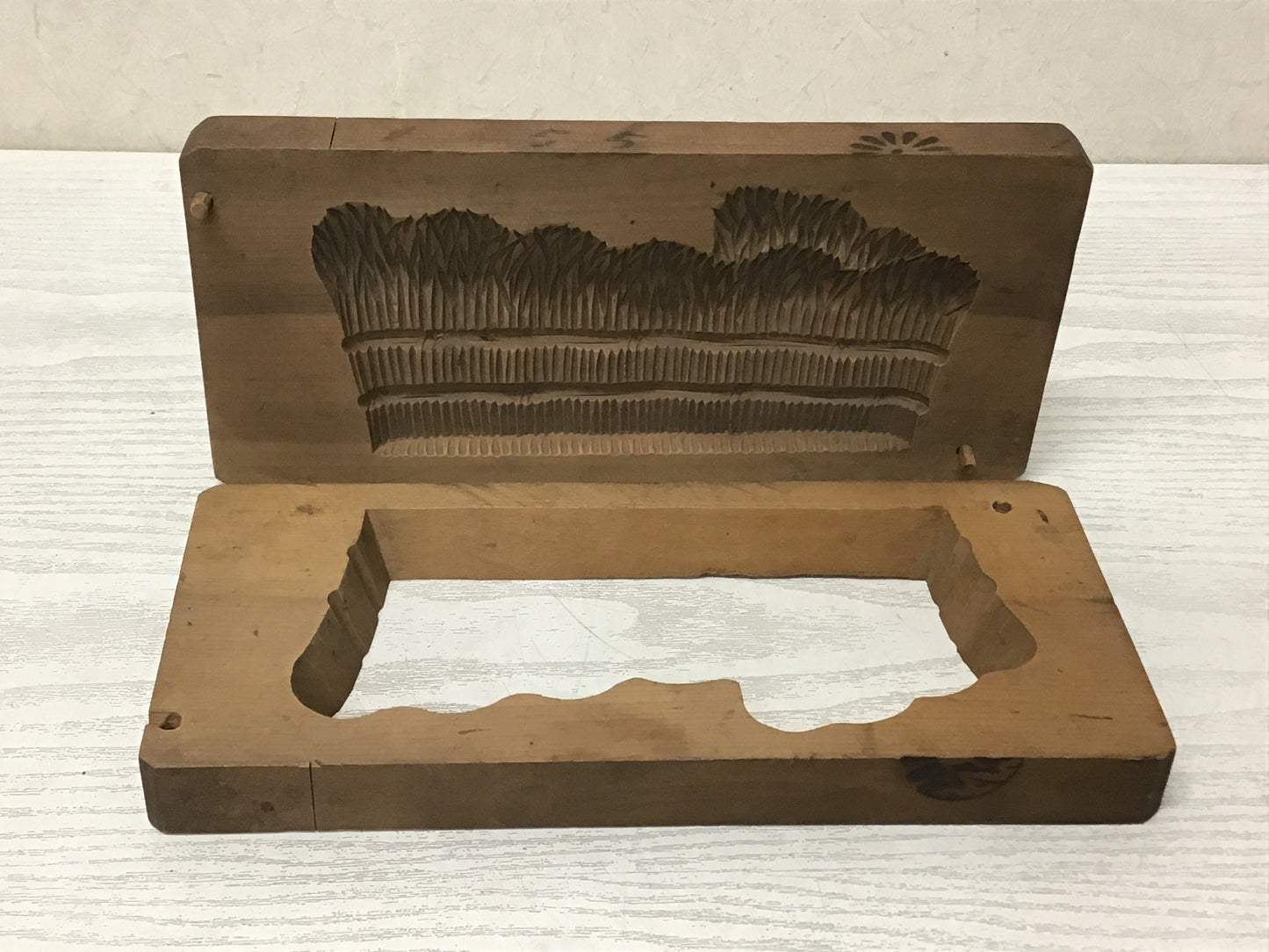 Y2563 KASHIGATA Brushwood Fence Japanese vintage Wooden Pastry Mold wagashi