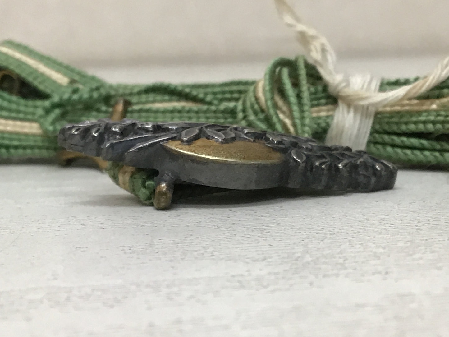 Y2654 OBIDOME Metalwork grass moon JAPANESE KIMONO SASH CLIP antique accessory