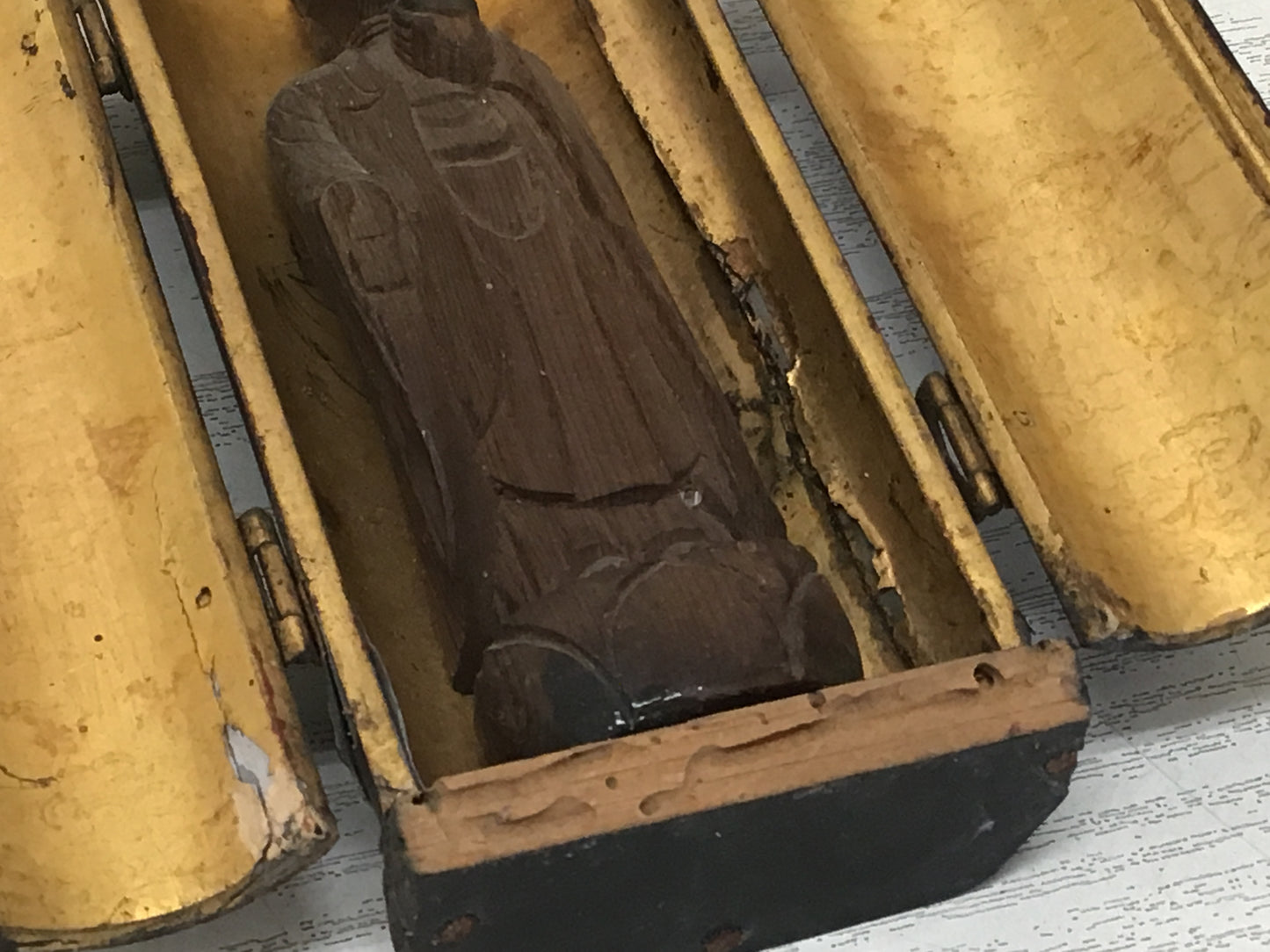 Y2667 STATUE Buddha wooden figure shrine Japan vintage antique figurine
