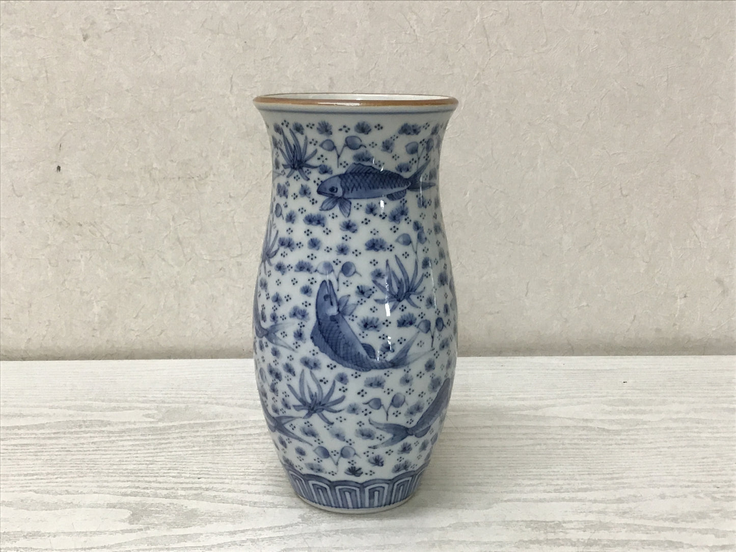 Y2682 FLOWER VASE Seto-ware signed box Japan antique ikebana interior decor