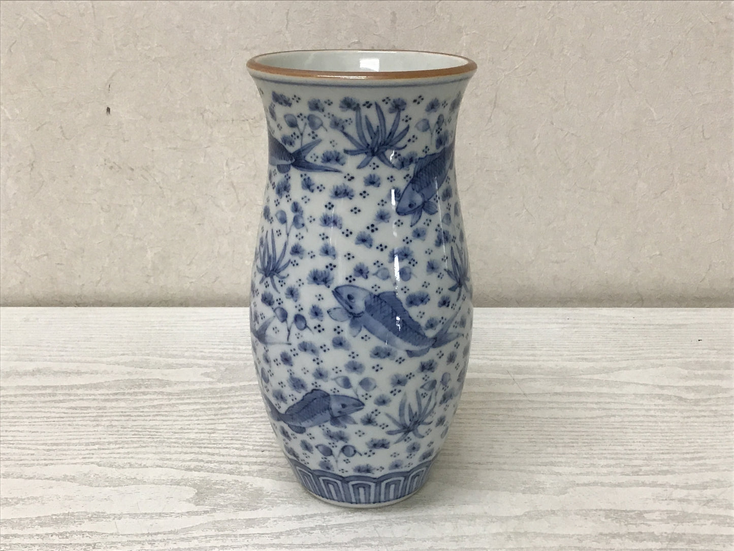 Y2682 FLOWER VASE Seto-ware signed box Japan antique ikebana interior decor