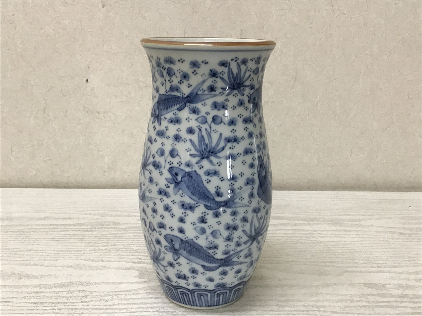 Y2682 FLOWER VASE Seto-ware signed box Japan antique ikebana interior decor