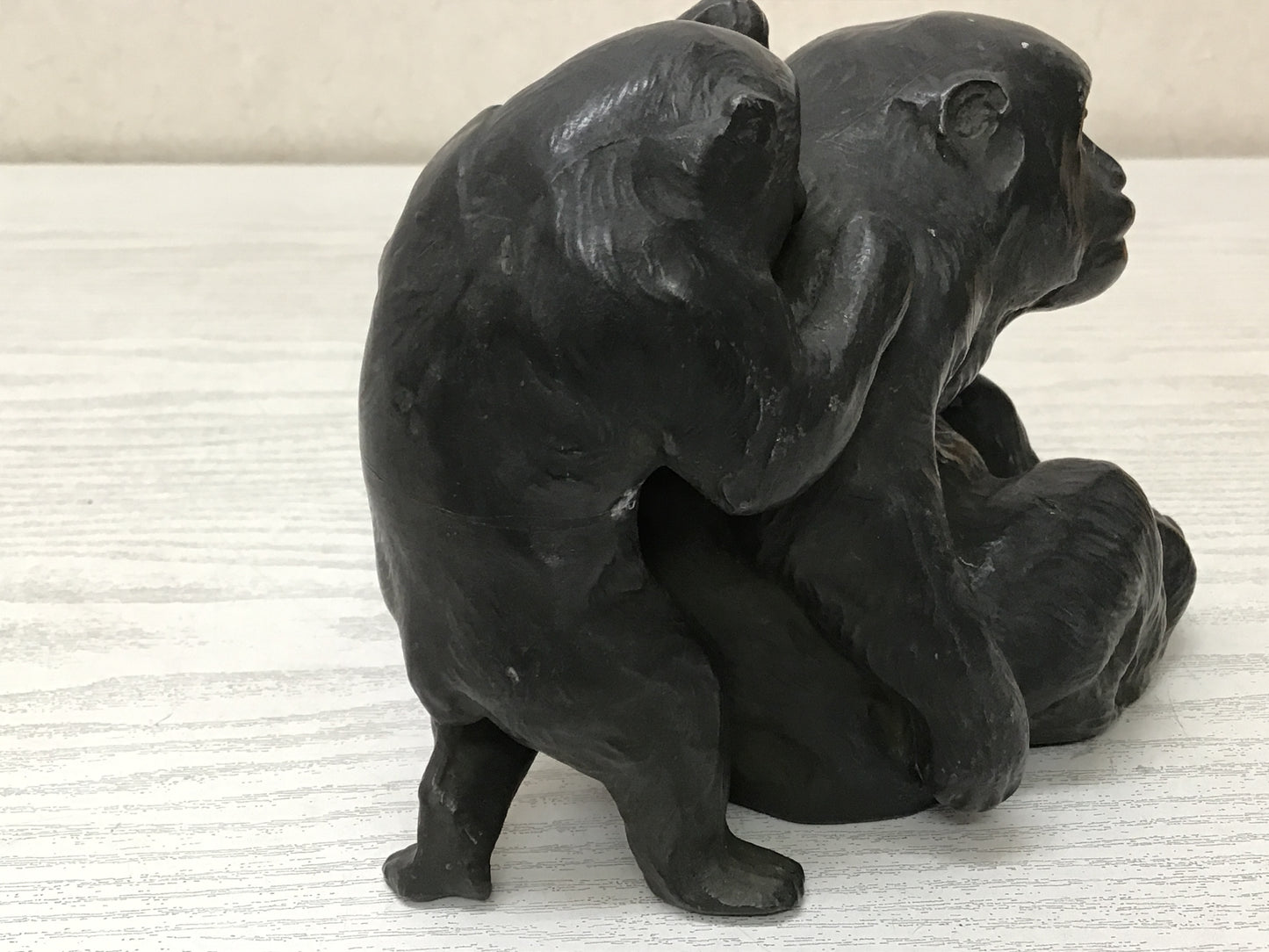 Y2695 OKIMONO Antimony Parent Child Monkey figure figurine Japan antique decor