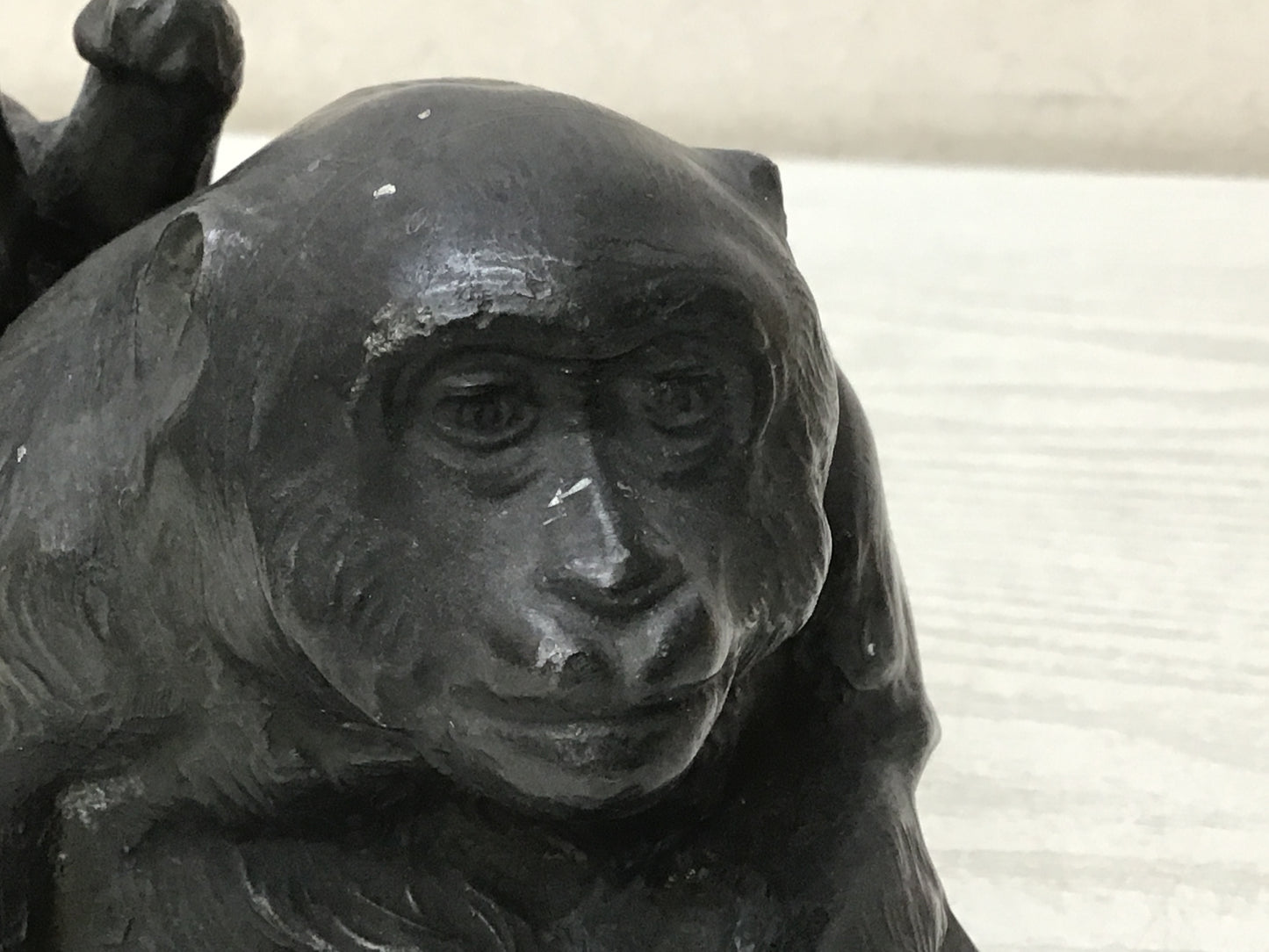 Y2695 OKIMONO Antimony Parent Child Monkey figure figurine Japan antique decor