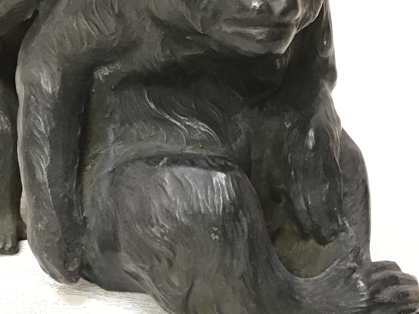 Y2695 OKIMONO Antimony Parent Child Monkey figure figurine Japan antique decor
