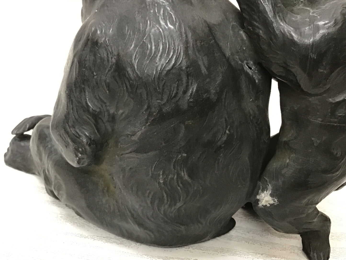 Y2695 OKIMONO Antimony Parent Child Monkey figure figurine Japan antique decor