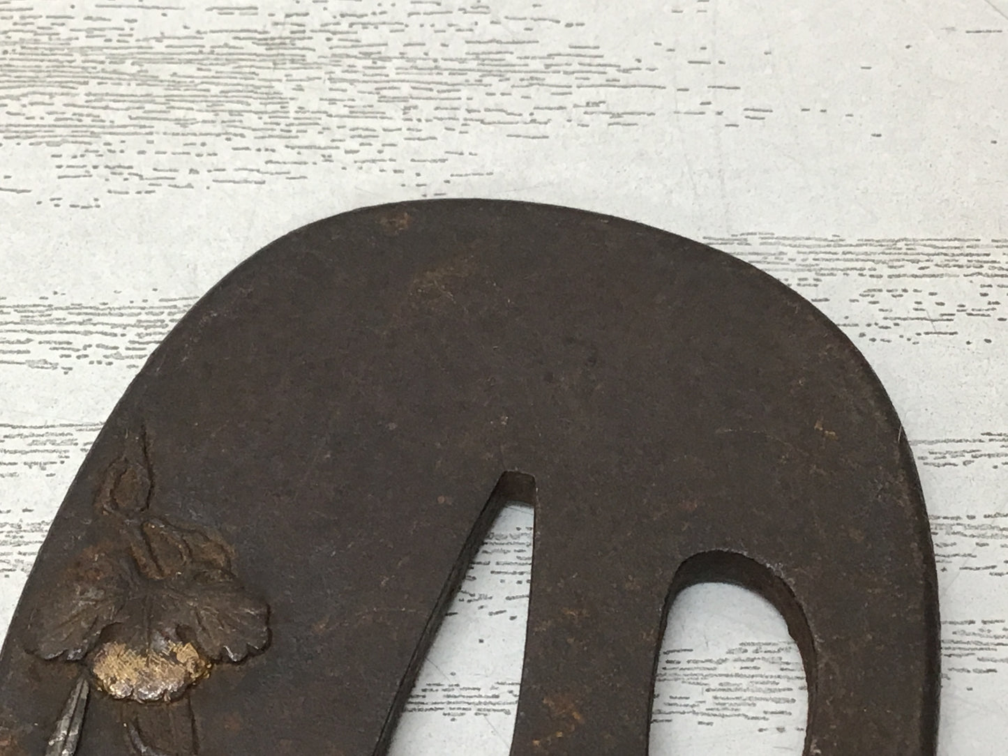 Y2701 TSUBA Sword Guard Inlay leaf Japan samurai katana antique koshirae edo