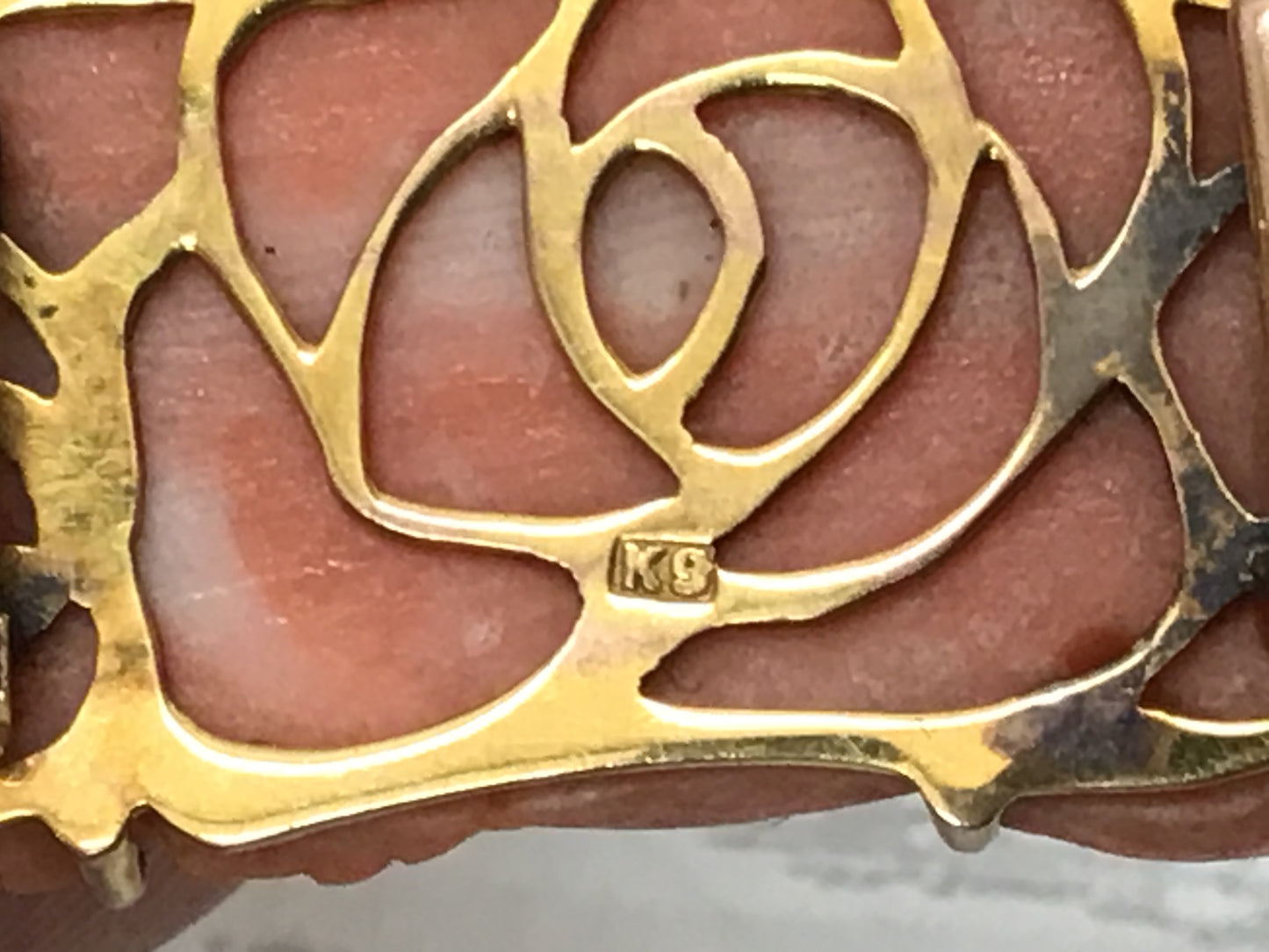 Y2716 OBIDOME Coral Sash Clip brooch flower K9 metal fittings Japanese Kimono