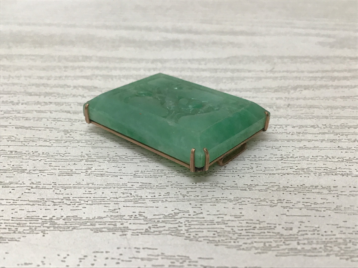 Y2719 OBIDOME Jade flower gold fittings Sash Clip Japan Kimono vintage antique