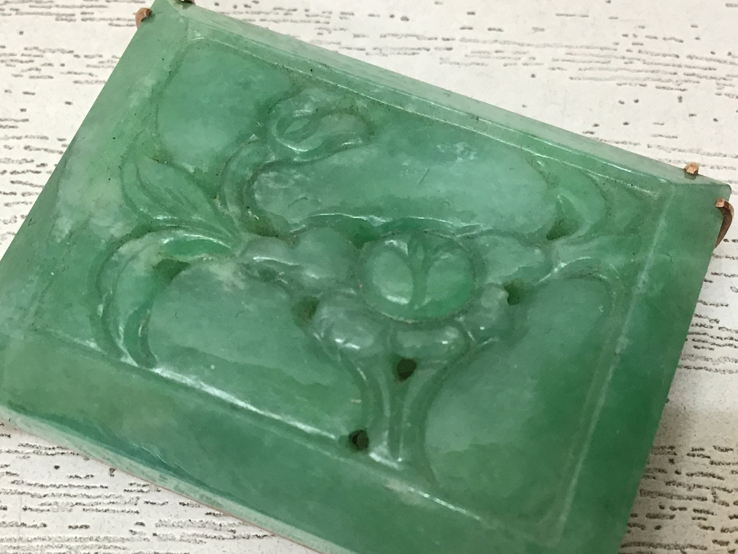 Y2719 OBIDOME Jade flower gold fittings Sash Clip Japan Kimono vintage antique