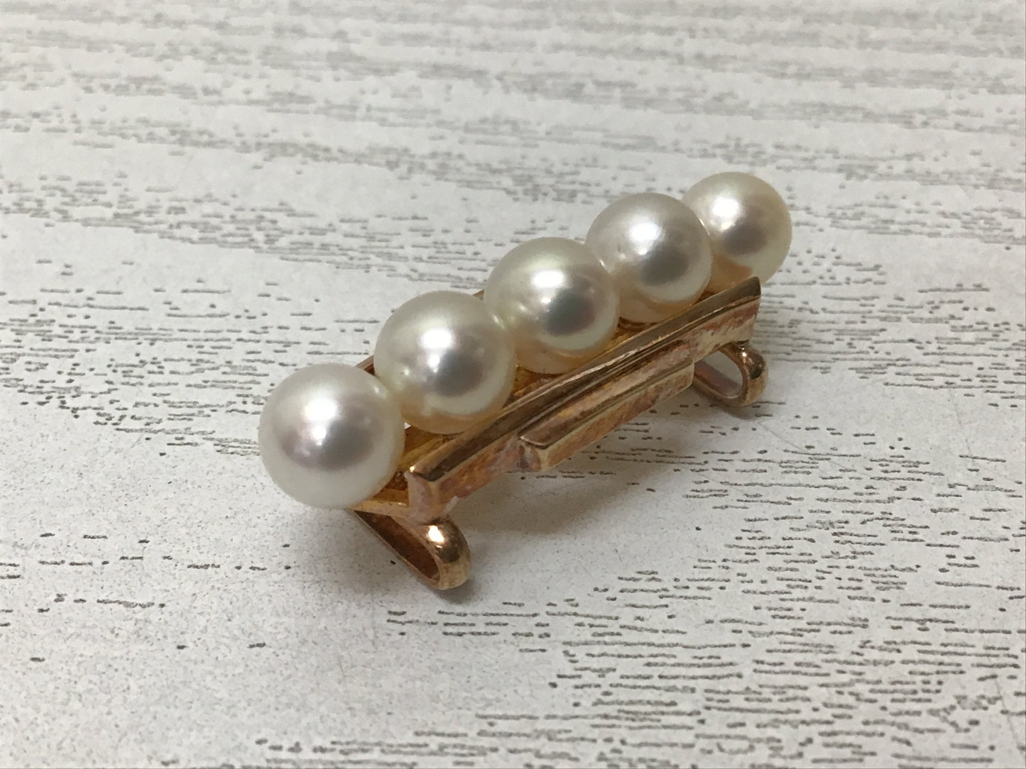 Y2720 OBIDOME Mikimoto Pearl K14 signed Sash Clip Japan Kimono vintage antique