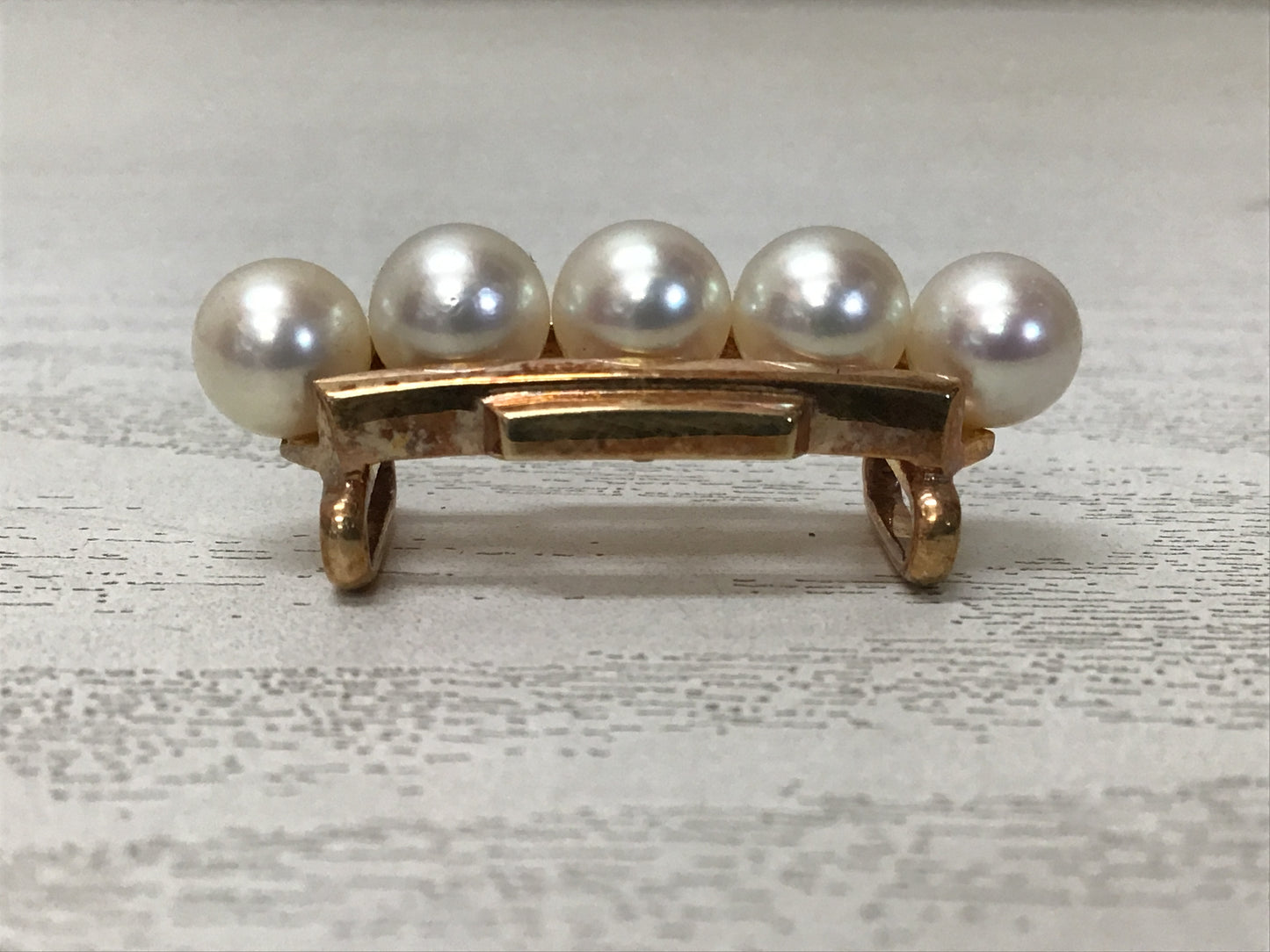 Y2720 OBIDOME Mikimoto Pearl K14 signed Sash Clip Japan Kimono vintage antique