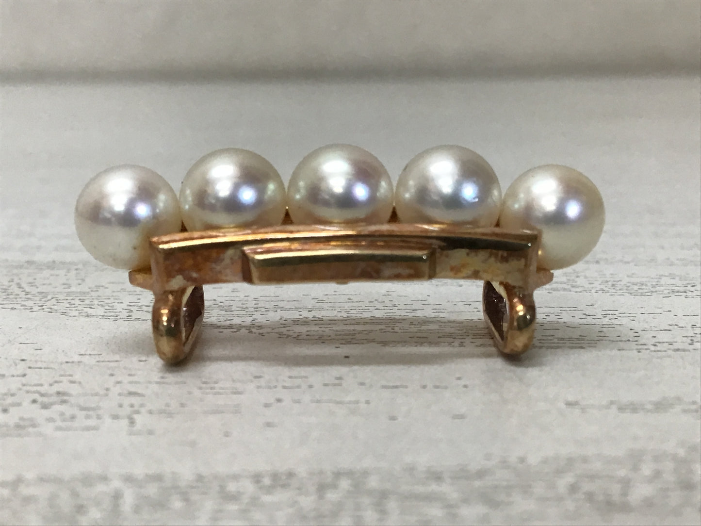 Y2720 OBIDOME Mikimoto Pearl K14 signed Sash Clip Japan Kimono vintage antique