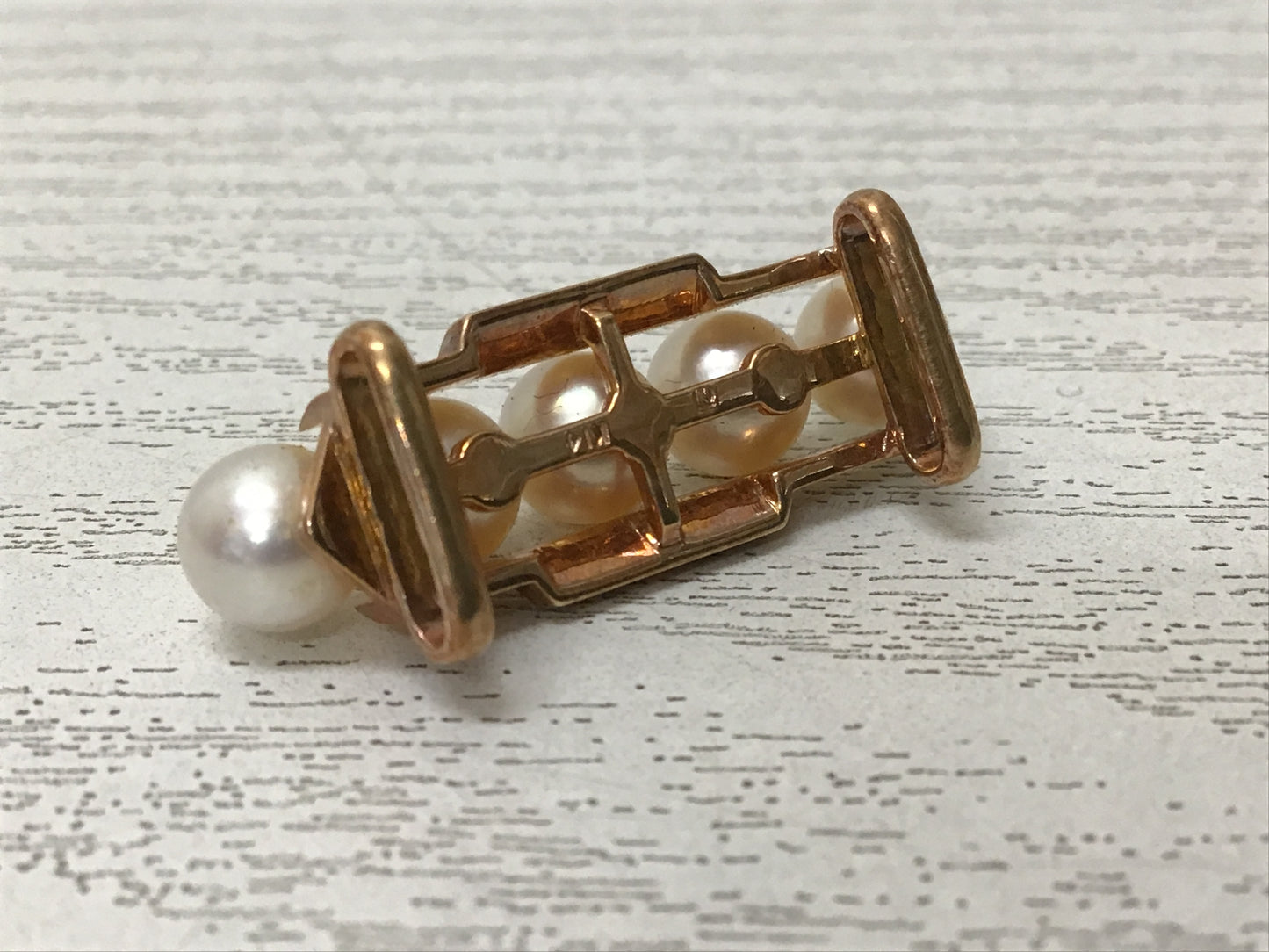 Y2720 OBIDOME Mikimoto Pearl K14 signed Sash Clip Japan Kimono vintage antique