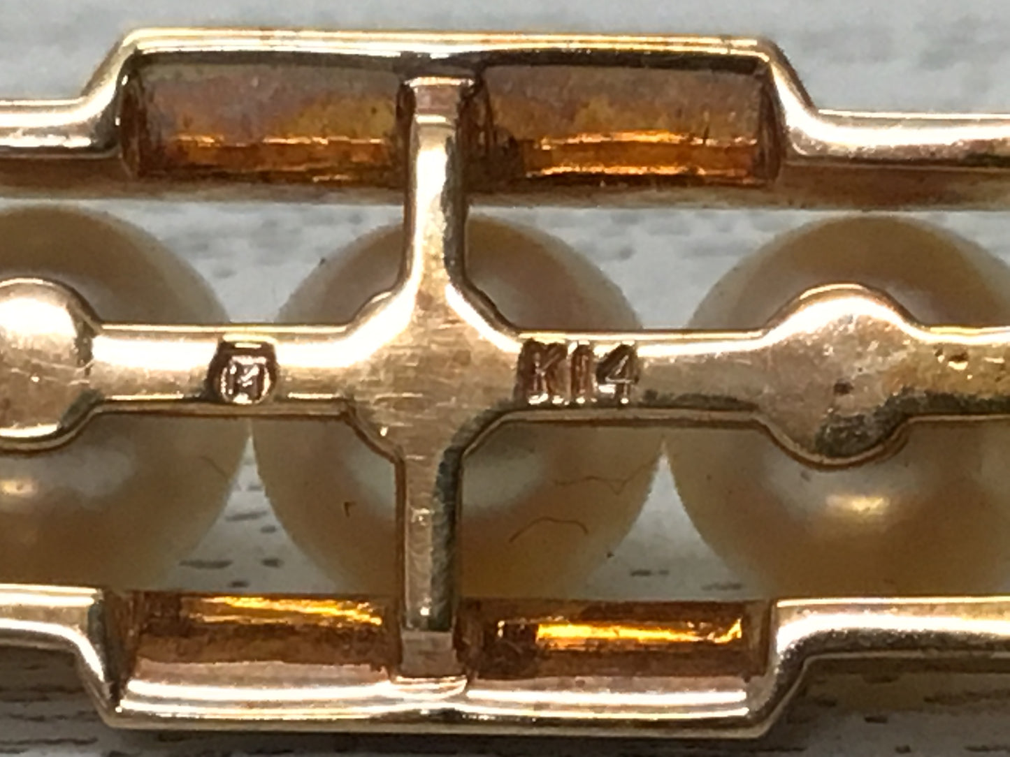 Y2720 OBIDOME Mikimoto Pearl K14 signed Sash Clip Japan Kimono vintage antique