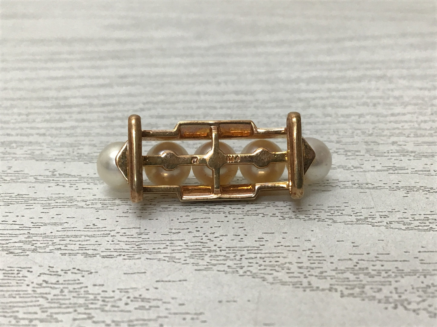 Y2720 OBIDOME Mikimoto Pearl K14 signed Sash Clip Japan Kimono vintage antique