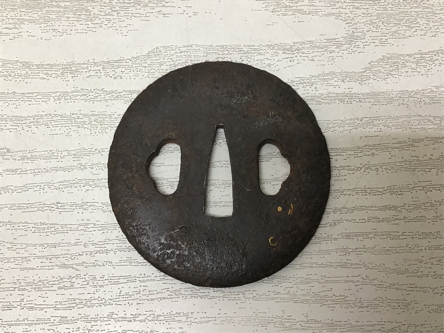 Y2733 TSUBA Round Sword Guarud Inlay Japan samurai katana antique koshirae edo