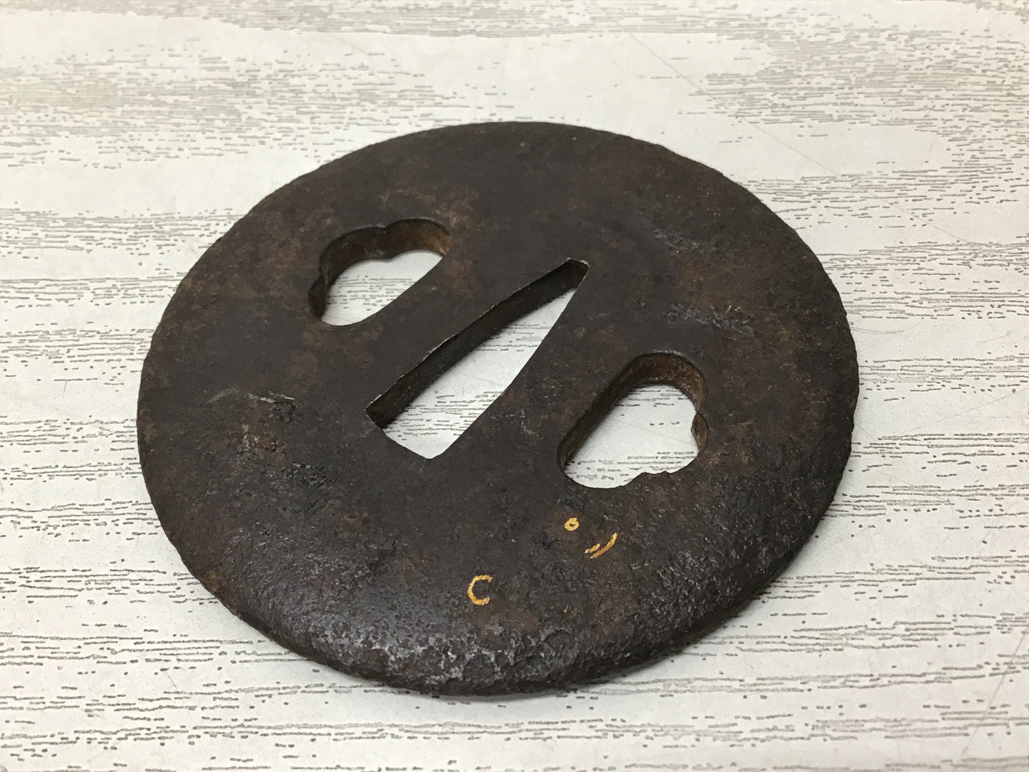 Y2733 TSUBA Round Sword Guarud Inlay Japan samurai katana antique koshirae edo