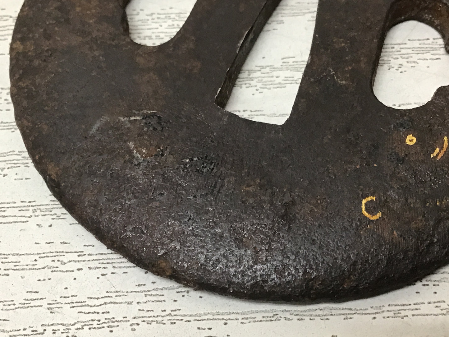 Y2733 TSUBA Round Sword Guarud Inlay Japan samurai katana antique koshirae edo